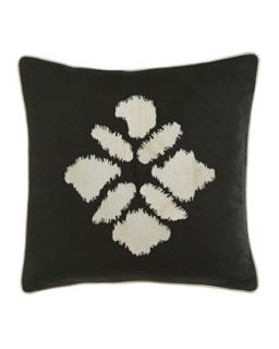 Charcoal Pillow with Ivory Embroidery, 18Sq.