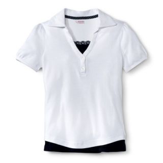 French Toast Girls School Uniform Short Sleeve 2 Fer Polo   White 8