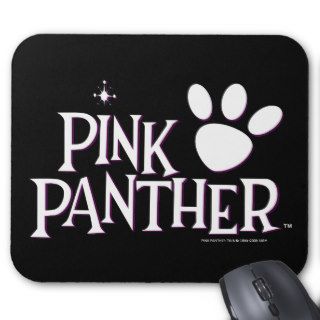 Purple Outline of Pink Panther Logo with Paw Print Mouse Pads