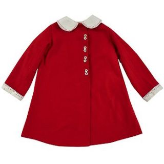 red wool dress coat by little ella james