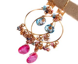 tourmaline topaz chandelier gold earrings by prisha jewels