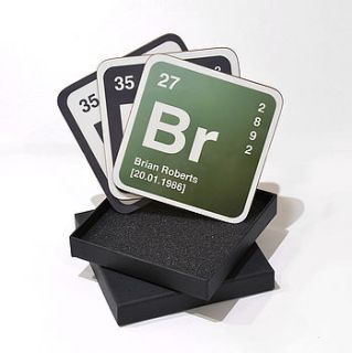 personalised periodic table coaster by oakdene designs