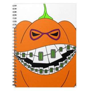 Braces Pumpkin Halloween Evil Grin Geeky Nerdy Note Book
