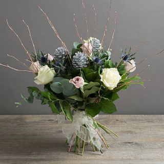 champagne christmas flower bouquet by the flower studio