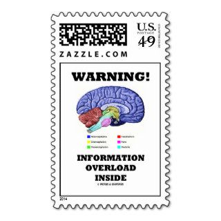 Warning Information Overload Inside (Brain) Stamp