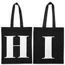 black cotton initial tote bag by alphabet bags