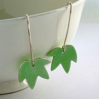 enamel and silver maple leaf earrings by anna clark studio