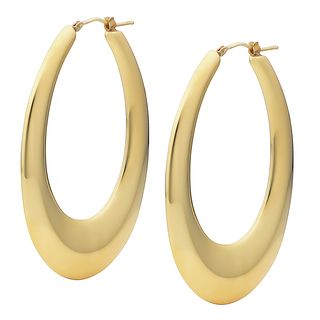 Oro Forte 14k Yellow Gold 2.25 inch Polished Elongated Statement Hoop Earrings Gold Earrings