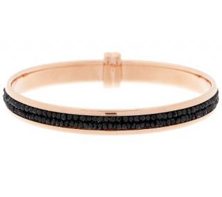 Bronzo Italia Black Spinel Faceted Bead Inlay Round Bangle —