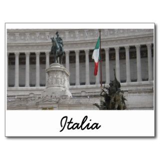 Italian Flag Next To Ancient Roman Ruins Post Cards
