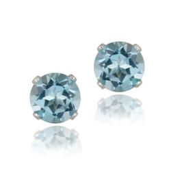 Glitzy Rocks 14k White Gold 3 1/5ct TGW 7mm Swiss Blue Topaz Stud Earrings Glitzy Rocks Gemstone Earrings