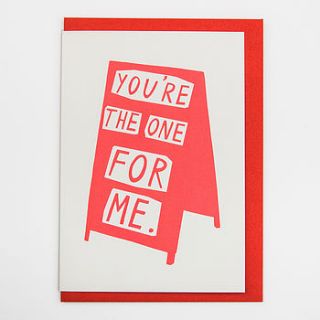 'you're the one for me' card by alison hardcastle