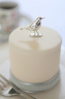 silver plated robin christmas cake decoration by vivi celebrations