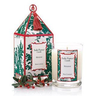 Classic Toile Holiday Pagoda Candle Size 4" H x 3" W x 3" D   Scented Candles