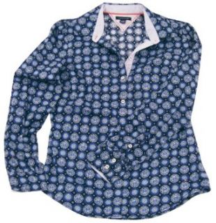 Tommy Hilfiger Women's Long Sleeve Printed Button Down Shirt (X Large, Masters Navy)