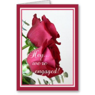 We're Engaged  Red Roses with Quote Cards