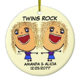 Twin Sisters Rock Cartoon Ornaments