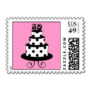 Polka Dot 50th Birthday Anniversary Postage Stamp
