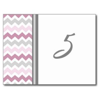 Wedding Table Number Cards Pink Gray Chevron Post Card