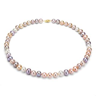 DaVonna 14K Gold Multi Pink FW Pearl 24 inch Necklace (6.5 7 mm) DaVonna Pearl Necklaces