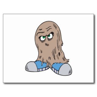 funny hair monster with shoes post card