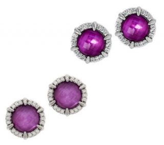 Judith Ripka Eclipse Raspberry Doublet Button Earrings 