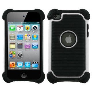 Snap On Protector Hybrid Hard/Gel Case for Apple iPod Touch 4th Generation / 4th Gen   White/Black Cell Phones & Accessories