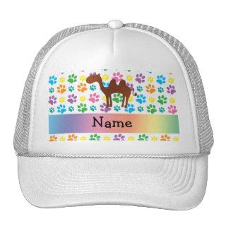 Personalized name camel rainbow paws trucker hat
