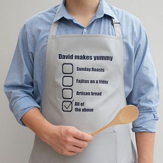 personalised 'his favourite dishes' apron by sparks clothing