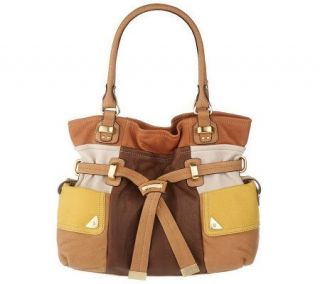 B. Makowsky Glove Leather Double Handle Belted Shopper  —