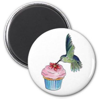 Hummingbird Cupcake Love is in the Air Fridge Magnet