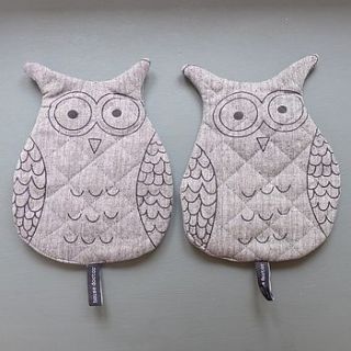 pair of owl hot pads by lilac coast