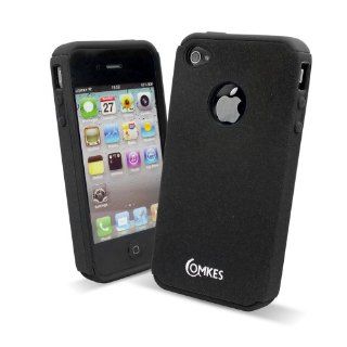 Comkes(TM) Dual Layer Frosted Matte Protection Case Cover For iPhone 4 4S Black Cell Phones & Accessories