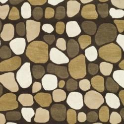 Handmade Soho Pebbles Dark Brown/ Multi N. Z. Wool Rug (5'x 8') Safavieh 5x8   6x9 Rugs