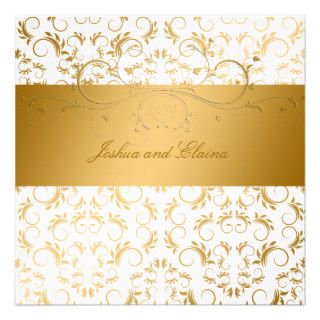311 Golden diVine White Delight  5.25 x 5.25 Custom Invitations