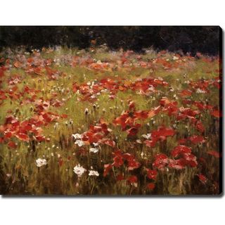 'Field of Red Flowers' Gallery wrapped Canvas Art Canvas