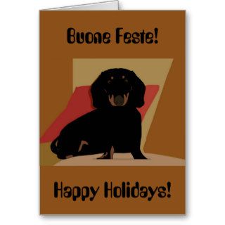 Happy Holidays Bilingual Dachshund Christmas Card