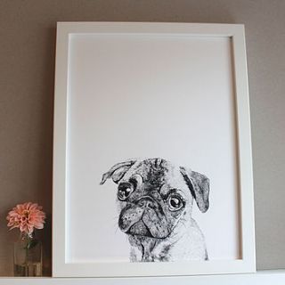 'albert the pug   dog' print by ros shiers