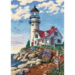 Gold Collection Petite Beacon At Rocky Point Counted Cross S 5"X7" Dimensions Cross Stitch Kits