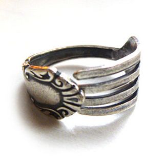 silver plated mini fork ring by charlie boots