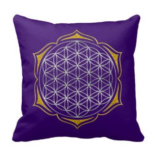 Flower Of Life   Lotus silver gold Pillows