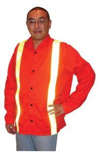 Tillman 6230DRT 30" 9 oz. Orange FR Cotton w/ Yellow Reflective Tape, X Large   Protective Work Jackets  