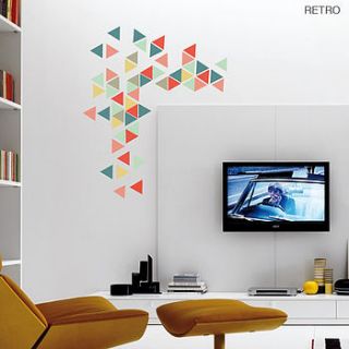 geometric triangles vinyl wall sticker set by oakdene designs