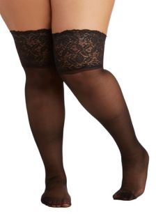 Stay in Lace Thigh Highs in Black   Plus Size  Mod Retro Vintage Tights
