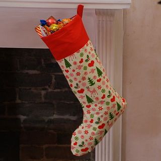 nordic print christmas stocking by the heart store