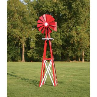 Outdoor Water Solutions Backyard Windmill — Red and White, 8ft.3in.H, Model# BYW0059  Lawn Ornaments   Fountains