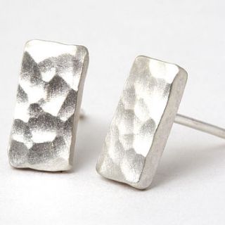 small hammered sterling silver stud earrings by tlk