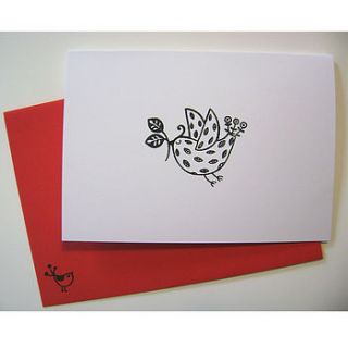 pack of hand printed birdy christmas cards by ruth green design