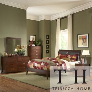 Tribecca Home Filton 5 piece Faux Leather Upholstery Queen size Bedroom Set Tribecca Home Bedroom Sets
