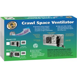 Tjernlund UnderAire™ Crawl Space Ventilator — Deluxe Two-Fan, 220 CFM, Model# V2D  Confined Space Ventilators